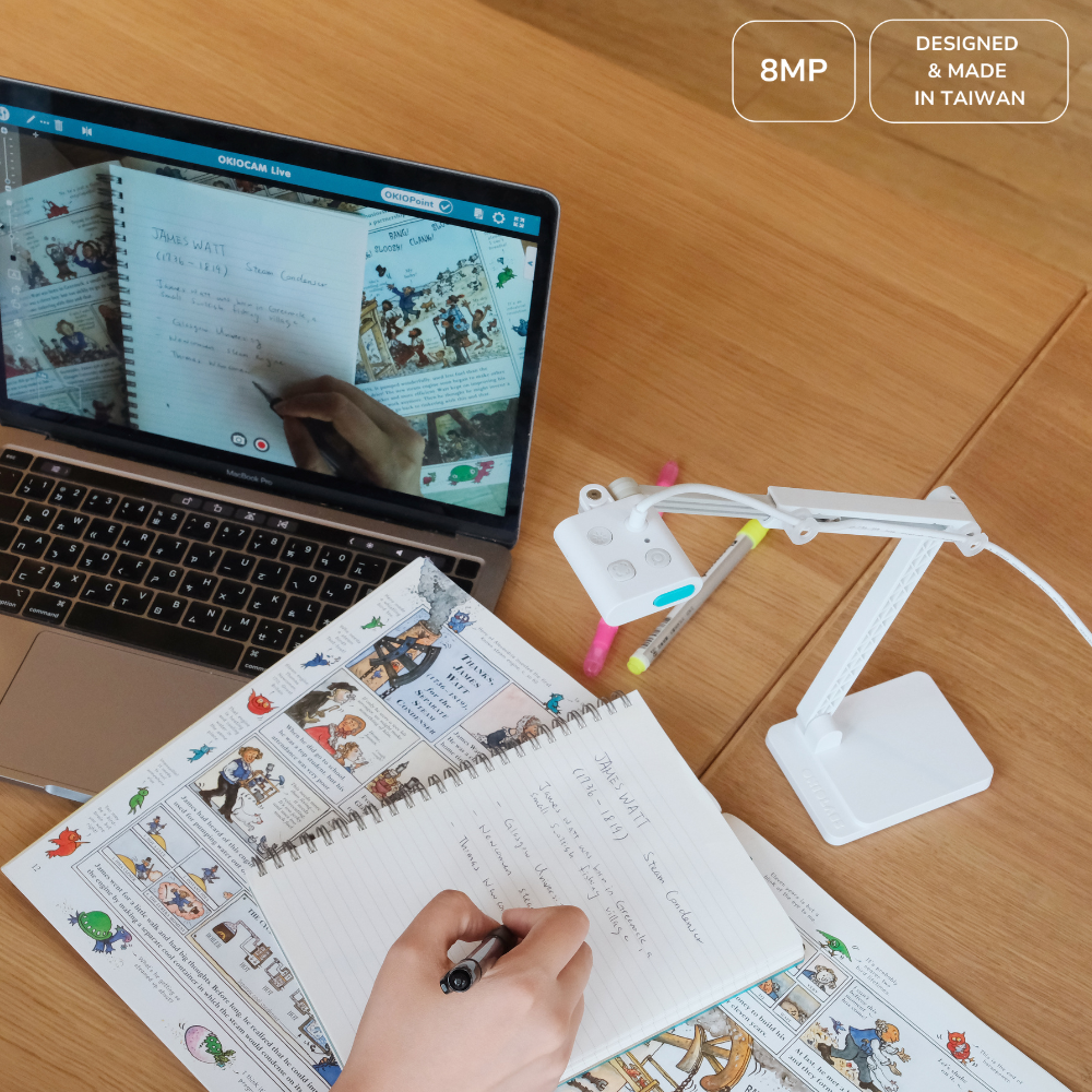 OKIOCAM S2-4K 8MP Document Camera for Teachers, Captures Full Letter-size Vertically, Ultra High Definition, with OKIOPoint Smart Pointer